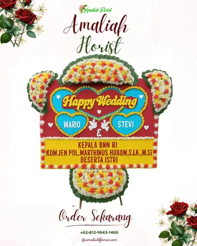 Karangan Papan Bunga Pernikahan di Sukaraharja